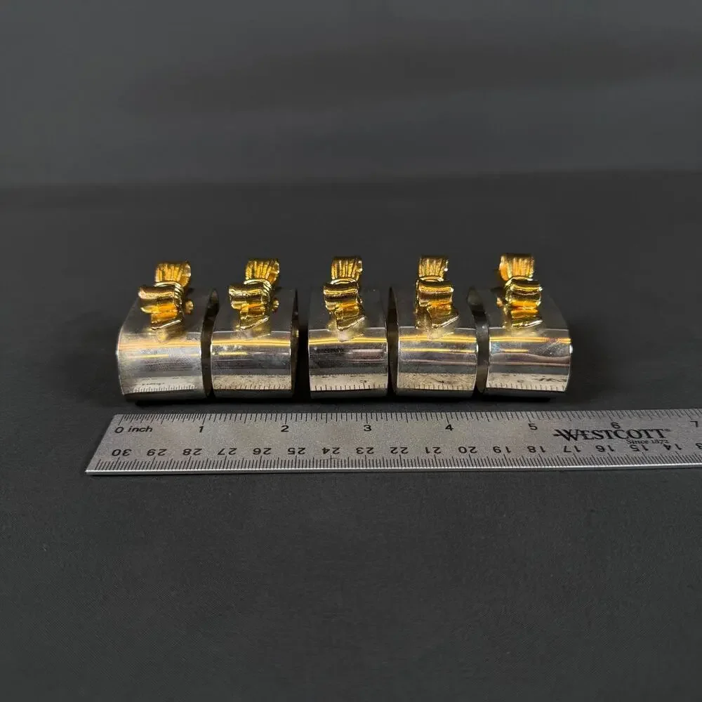 Lot of 5 Vintage Silver Gold Plated Napkin Holder Rings
